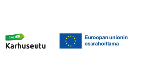 Leader Karhuseudun logo ja Osallisuutta Karhuseudulla -hankkeen osarahoittajan, Euroopan Unionin tähtilippu